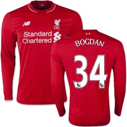 Men's 34 Adam Bogdan Liverpool FC Jersey - 15/16 England Football Club New Balance Replica Red Home Soccer Long Sleeve Shirt