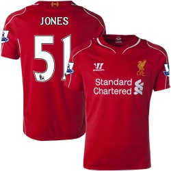 Youth 51 Lloyd Jones Liverpool FC Jersey - 14/15 England Football Club Warrior Authentic Red Home Soccer Short Shirt