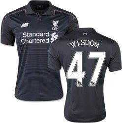 Men's 47 Andre Wisdom Liverpool FC Jersey - 15/16 England Football Club New Balance Replica Black Third Soccer Short Shirt