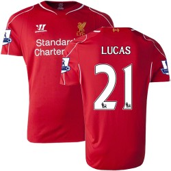 Men's 21 Lucas Leiva Liverpool FC Jersey - 14/15 England Football Club Warrior Authentic Red Home Soccer Short Shirt