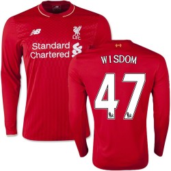 Men's 47 Andre Wisdom Liverpool FC Jersey - 15/16 England Football Club New Balance Replica Red Home Soccer Long Sleeve Shirt