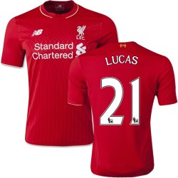 Men's 21 Lucas Leiva Liverpool FC Jersey - 15/16 England Football Club New Balance Replica Red Home Soccer Short Shirt