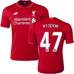 Men's 47 Andre Wisdom Liverpool FC Jersey - 15/16 England Football Club New Balance Replica Red Home Soccer Short Shirt