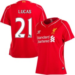 Women's 21 Lucas Leiva Liverpool FC Jersey - 14/15 England Football Club Warrior Authentic Red Home Soccer Short Shirt