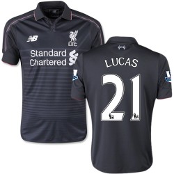 Youth 21 Lucas Leiva Liverpool FC Jersey - 15/16 England Football Club New Balance Authentic Black Third Soccer Short Shirt