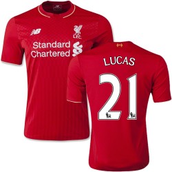 Youth 21 Lucas Leiva Liverpool FC Jersey - 15/16 England Football Club New Balance Authentic Red Home Soccer Short Shirt
