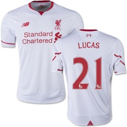 Youth 21 Lucas Leiva Liverpool FC Jersey - 15/16 England Football Club New Balance Authentic White Away Soccer Short Shirt