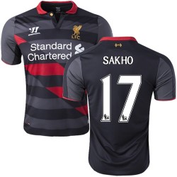 Men's 17 Mamadou Sakho Liverpool FC Jersey - 14/15 England Football Club Warrior Authentic Black Third Soccer Short Shirt