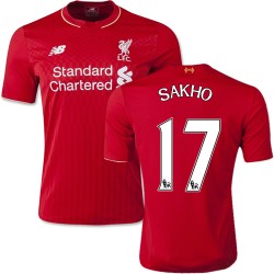 Men's 17 Mamadou Sakho Liverpool FC Jersey - 15/16 England Football Club New Balance Authentic Red Home Soccer Short Shirt