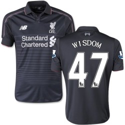 Youth 47 Andre Wisdom Liverpool FC Jersey - 15/16 England Football Club New Balance Authentic Black Third Soccer Short Shirt