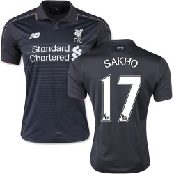 Men's 17 Mamadou Sakho Liverpool FC Jersey - 15/16 England Football Club New Balance Replica Black Third Soccer Short Shirt