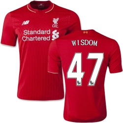 Youth 47 Andre Wisdom Liverpool FC Jersey - 15/16 England Football Club New Balance Authentic Red Home Soccer Short Shirt