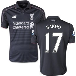 Youth 17 Mamadou Sakho Liverpool FC Jersey - 15/16 England Football Club New Balance Authentic Black Third Soccer Short Shirt
