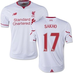 Youth 17 Mamadou Sakho Liverpool FC Jersey - 15/16 England Football Club New Balance Authentic White Away Soccer Short Shirt