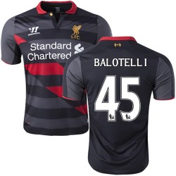 Men's 45 Mario Balotelli Liverpool FC Jersey - 14/15 England Football Club Warrior Authentic Black Third Soccer Short Shirt
