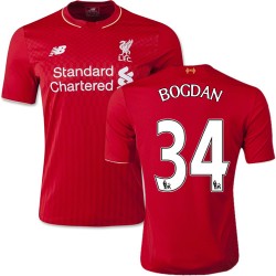 Men's 34 Adam Bogdan Liverpool FC Jersey - 15/16 England Football Club New Balance Replica Red Home Soccer Short Shirt