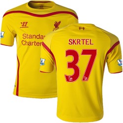 Men's 37 Martin Skrtel Liverpool FC Jersey - 14/15 England Football Club Warrior Authentic Yellow Away Soccer Short Shirt