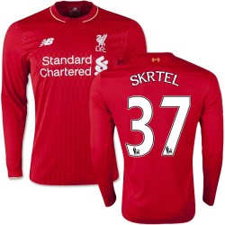 Men's 37 Martin Skrtel Liverpool FC Jersey - 15/16 England Football Club New Balance Authentic Red Home Soccer Long Sleeve Shirt
