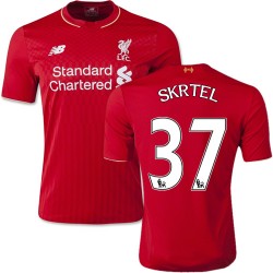 Men's 37 Martin Skrtel Liverpool FC Jersey - 15/16 England Football Club New Balance Authentic Red Home Soccer Short Shirt