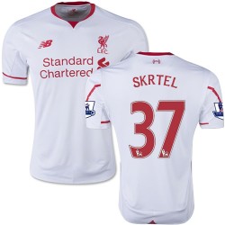 Men's 37 Martin Skrtel Liverpool FC Jersey - 15/16 England Football Club New Balance Replica White Away Soccer Short Shirt