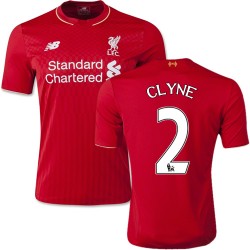Men's 2 Nathaniel Clyne Liverpool FC Jersey - 15/16 England Football Club New Balance Authentic Red Home Soccer Short Shirt