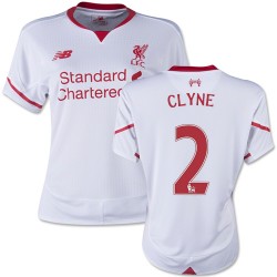 Women's 2 Nathaniel Clyne Liverpool FC Jersey - 15/16 England Football Club New Balance Authentic White Away Soccer Short Shirt
