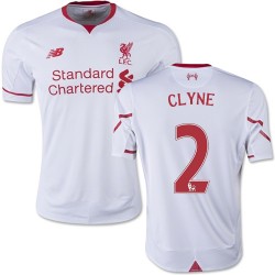 Youth 2 Nathaniel Clyne Liverpool FC Jersey - 15/16 England Football Club New Balance Authentic White Away Soccer Short Shirt