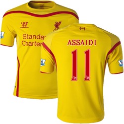 Men's 11 Oussama Assaidi Liverpool FC Jersey - 14/15 England Football Club Warrior Authentic Yellow Away Soccer Short Shirt