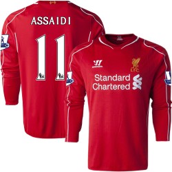 Men's 11 Oussama Assaidi Liverpool FC Jersey - 14/15 England Football Club Warrior Replica Red Home Soccer Long Sleeve Shirt