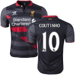 Men's 10 Philippe Coutinho Liverpool FC Jersey - 14/15 England Football Club Warrior Authentic Black Third Soccer Short Shirt