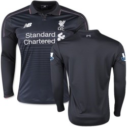 Men's Blank Liverpool FC Jersey - 15/16 England Football Club New Balance Authentic Black Third Soccer Long Sleeve Shirt