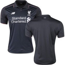 Men's Blank Liverpool FC Jersey - 15/16 England Football Club New Balance Authentic Black Third Soccer Short Shirt