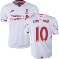 Youth 10 Philippe Coutinho Liverpool FC Jersey - 15/16 England Football Club New Balance Authentic White Away Soccer Short Shirt