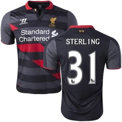 Men's 31 Raheem Sterling Liverpool FC Jersey - 14/15 England Football Club Warrior Authentic Black Third Soccer Short Shirt