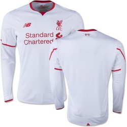 Men's Blank Liverpool FC Jersey - 15/16 England Football Club New Balance Authentic White Away Soccer Long Sleeve Shirt
