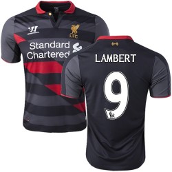 Men's 9 Rickie Lambert Liverpool FC Jersey - 14/15 England Football Club Warrior Authentic Black Third Soccer Short Shirt
