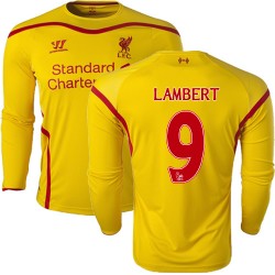 Men's 9 Rickie Lambert Liverpool FC Jersey - 14/15 England Football Club Warrior Authentic Yellow Away Soccer Long Sleeve Shirt