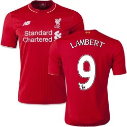 Men's 9 Rickie Lambert Liverpool FC Jersey - 15/16 England Football Club New Balance Authentic Red Home Soccer Short Shirt