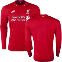Men's Blank Liverpool FC Jersey - 15/16 England Football Club New Balance Replica Red Home Soccer Long Sleeve Shirt