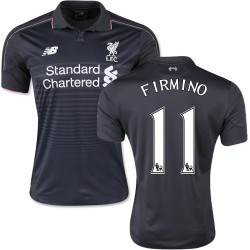 Men's 11 Roberto Firmino Liverpool FC Jersey - 15/16 England Football Club New Balance Authentic Black Third Soccer Short Shirt