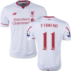 Men's 11 Roberto Firmino Liverpool FC Jersey - 15/16 England Football Club New Balance Authentic White Away Soccer Short Shirt