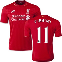 Youth 11 Roberto Firmino Liverpool FC Jersey - 15/16 England Football Club New Balance Authentic Red Home Soccer Short Shirt