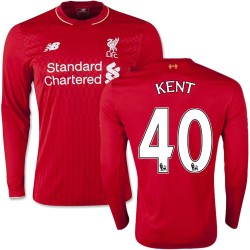 Men's 40 Ryan Kent Liverpool FC Jersey - 15/16 England Football Club New Balance Authentic Red Home Soccer Long Sleeve Shirt