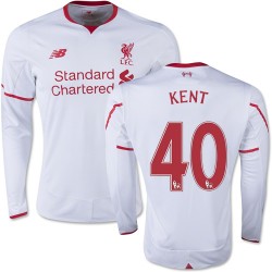 Men's 40 Ryan Kent Liverpool FC Jersey - 15/16 England Football Club New Balance Replica White Away Soccer Long Sleeve Shirt