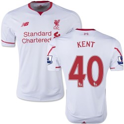 Men's 40 Ryan Kent Liverpool FC Jersey - 15/16 England Football Club New Balance Replica White Away Soccer Short Shirt