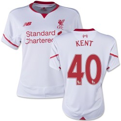 Women's 40 Ryan Kent Liverpool FC Jersey - 15/16 England Football Club New Balance Replica White Away Soccer Short Shirt