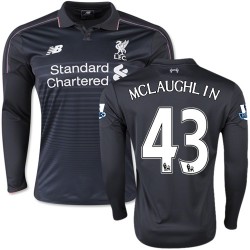 Men's 43 Ryan McLaughlin Liverpool FC Jersey - 15/16 England Football Club New Balance Authentic Black Third Soccer Long Sleeve Shirt