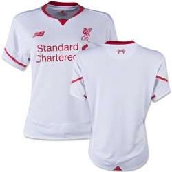 Women's Blank Liverpool FC Jersey - 15/16 England Football Club New Balance Authentic White Away Soccer Short Shirt