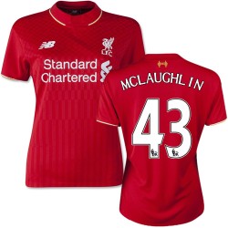Women's 43 Ryan McLaughlin Liverpool FC Jersey - 15/16 England Football Club New Balance Authentic Red Home Soccer Short Shirt