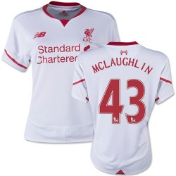 Women's 43 Ryan McLaughlin Liverpool FC Jersey - 15/16 England Football Club New Balance Authentic White Away Soccer Short Shirt